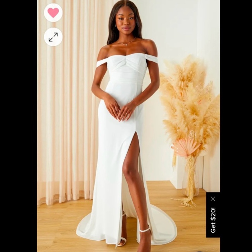 Lulus White Off-Shoulder Wedding Dress L